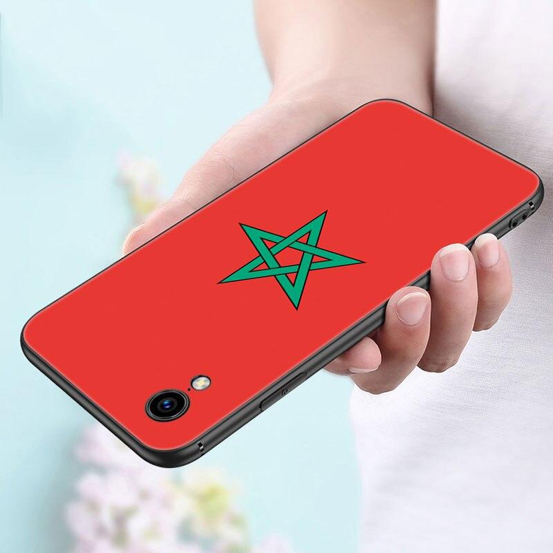 Чехол с гербом и флагом Марокко для Apple iPhone iPhone 14 13 12 Mini 11 Pro Max 7 8 XR X XS 7 8 Plus SE 2020 2022, черный чехол