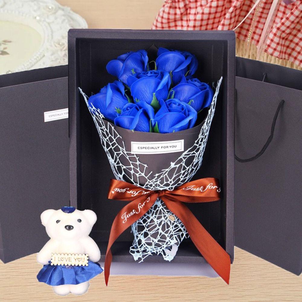 Packing Box Rose Bouquet Gift Box Ribbon Bow Simulated Rose Bundle  Mother's Day