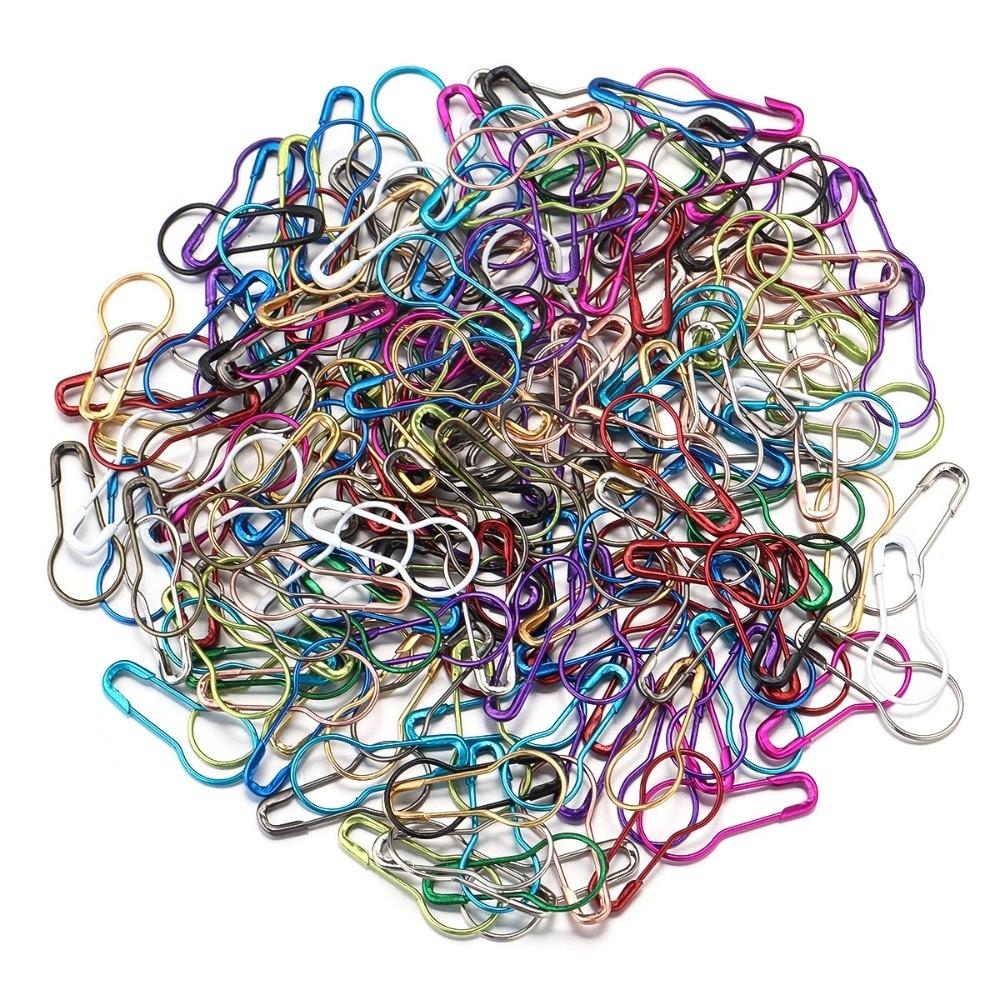 200 шт. Новые запирающиеся булавки-маркеры Металлические булавки-тыковки с защелкой Швейные инструменты Разноцветные Булавки-заколки Железные бирки-клипсы Аксессуары для вязания крючком