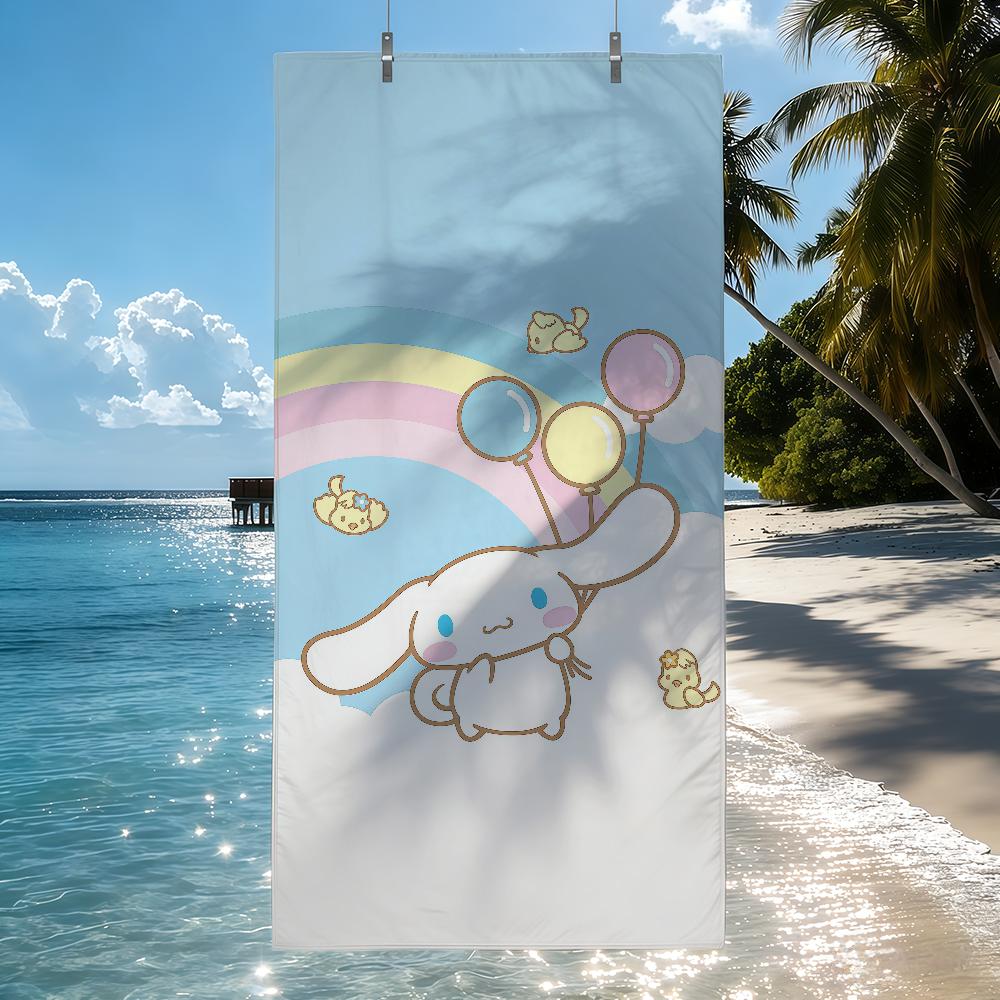 Милое Полотенце Sa C-Cinnamoroll Быстросохнущие Пляжные Полотенца Подходят Для Бассейнов, Кемпинга, Йоги И Тренажерного Зала