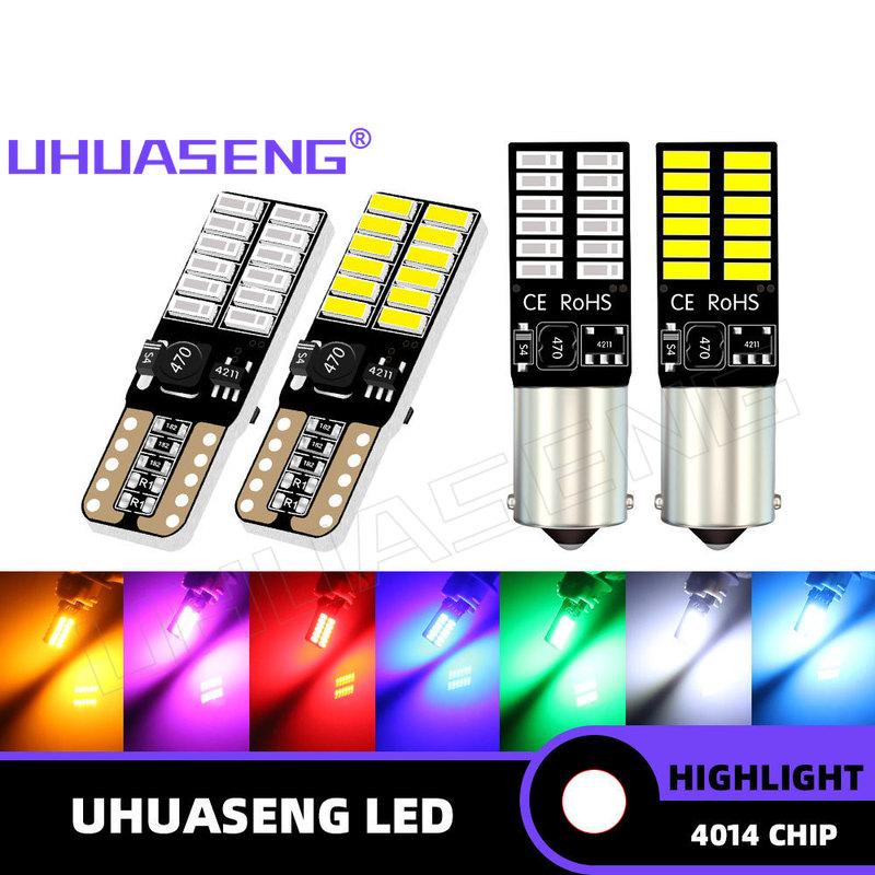 UHUASENG 4PCS 5W5 Led T10 Bulb H6W H21W BA9S BAX9S BAY9S W5W T4W WY5W 194 Interior Rear Fog Signal Lamp Parking Car Light White