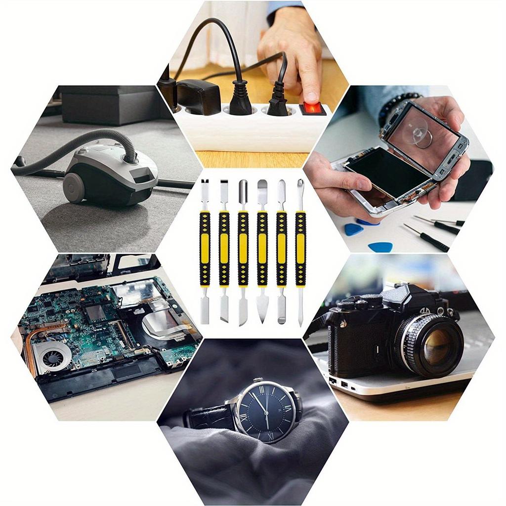 Набор из 6 инструментов для ремонта электроники, металлические монтировки с двумя головками для планшетов, ноутбуков, телефонов, электронных устройств, не требующие электричества или батареи