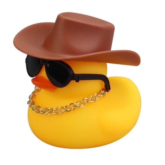 Ковбойская шляпа, желтая утка с солнцезащитными очками, милые игрушки для ванной для детей, плавающий декор для бассейна, украшение для приборной панели автомобиля без содержания бисфенола А