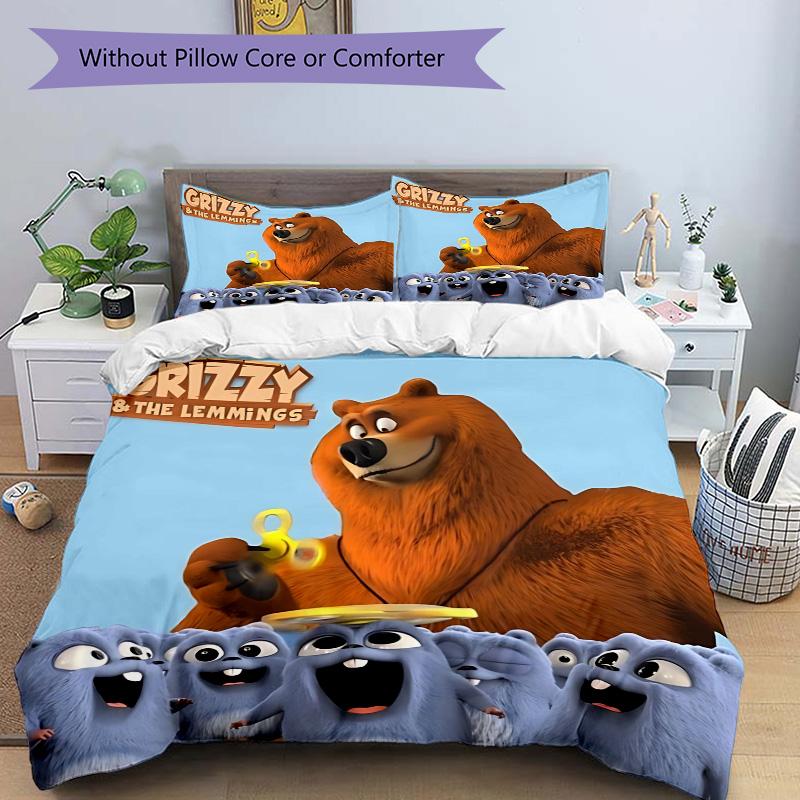 Grizzly Lemmings Adventure Print 3Pcs Bedding Setduvet Cover With 2 Bedropillowcase Home Birthday Gift