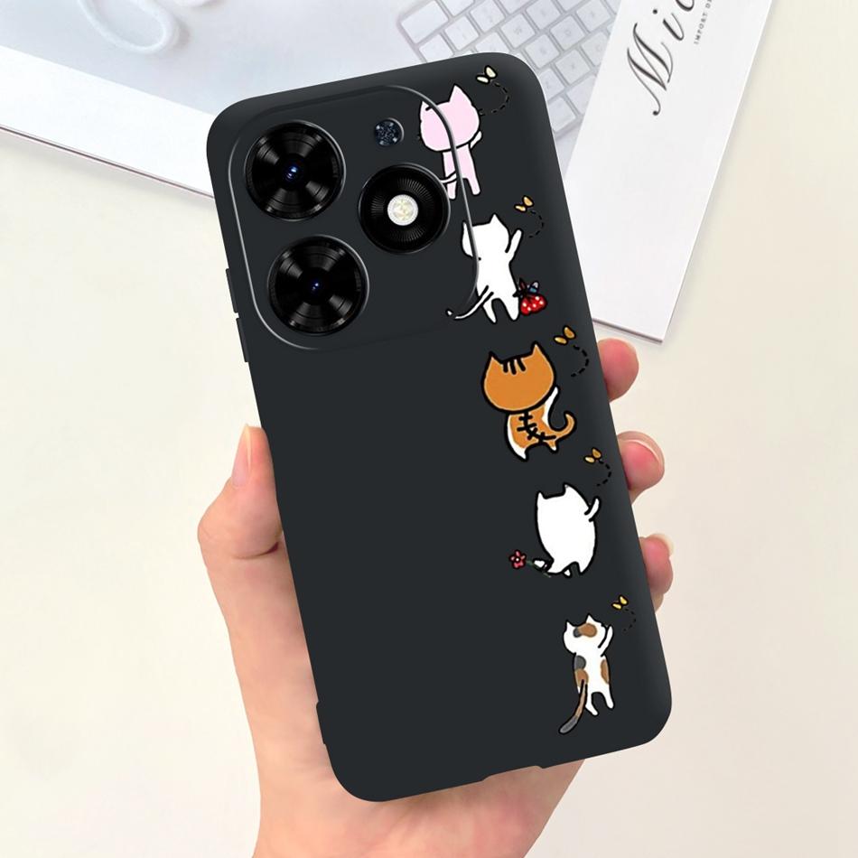 Чехол для Tecno Spark Go 2024 Милый Цветочный Узор Сердечки Конфетный Цвет Мягкий Силикон Тонкая Задняя Крышка Телефона Для Spark Go (2024) BG6
