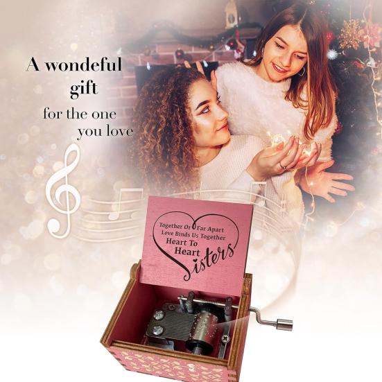 Деревянная музыкальная шкатулка с ручной ручкой, успокаивающая мелодия, выгравированные слова, мини-механическая музыкальная шкатулка