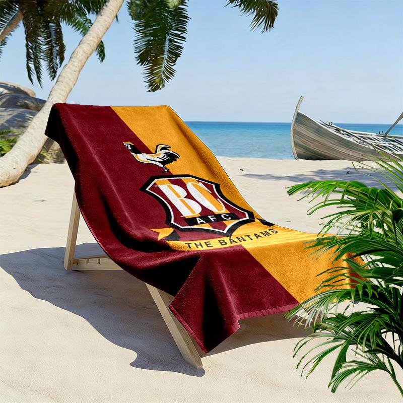 Пляжное полотенце Bradford City AFC, Большое, Мягкое, Быстросохнущее, для Пляжа, Кемпинга, Плавания