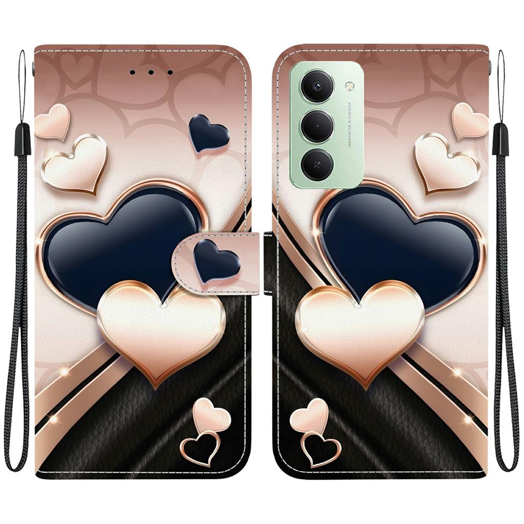 For Xiaomi Redmi 15 4G (EU) (171mm) Leather Case Stand Wallet Pattern Printing Phone Cover with Wrist Strap