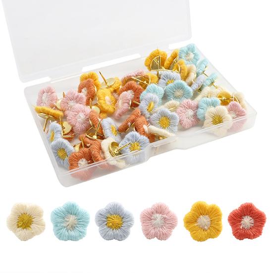 60 шт., канцелярская кнопка с цветочной вышивкой, красочная канцелярская кнопка, доска для объявлений, канцелярская кнопка для офиса, домашнего декора