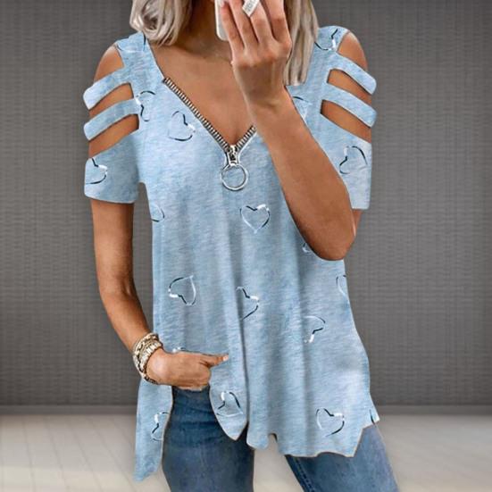 Женский топ с V-образным вырезом и застежкой-молнией с глубоким вырезом и короткими рукавами, подходящие брюки