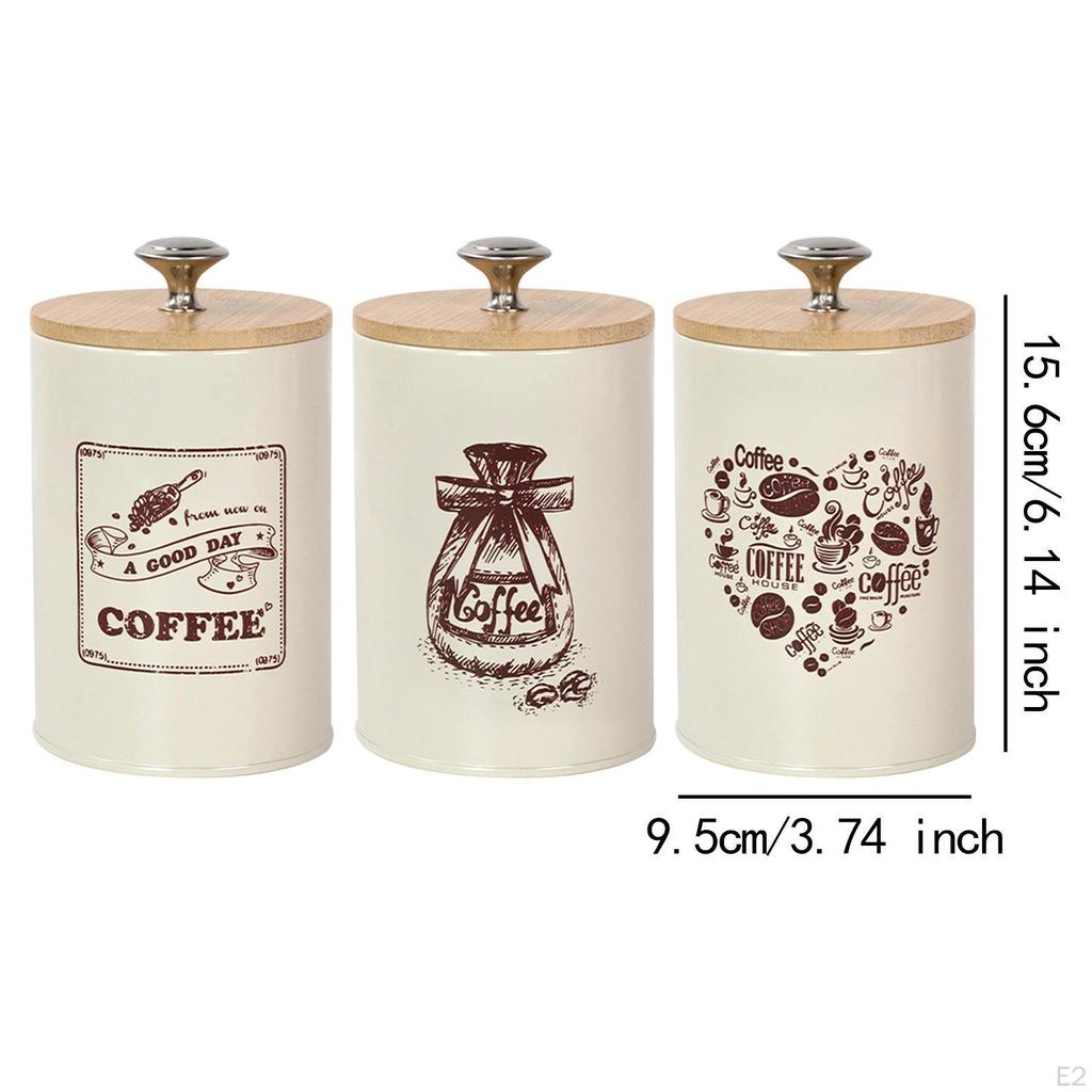 3 Pieces Kitchen Canisters Set Cereals Sealing Container Jars Rustic Coffee Tea Sugar Containers for