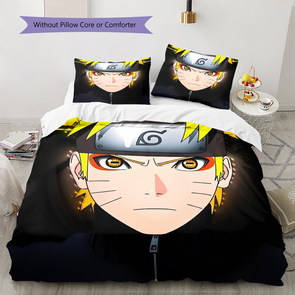 U-Uzumakis N-Narutos Pattern Bedding Home Decoration Birthday Gift (1 * Duvet Cover + 2 * Pillowcase, Without Core)