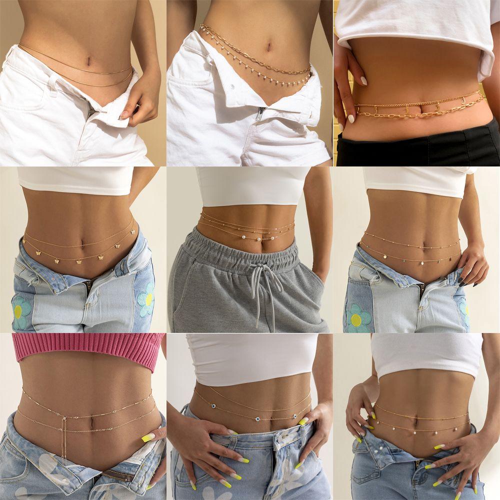Accessories for Women Girls Sexy Summer Beach Beads Belly Chains Layered Waist Chain Body Jewelry