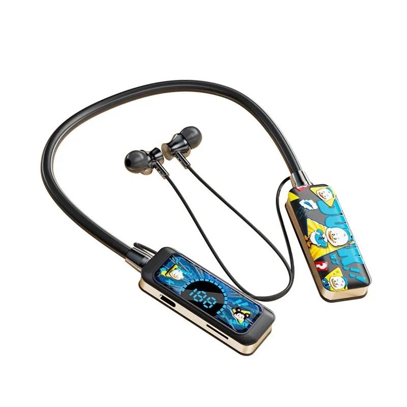 Bluetooth 5.4 Headphones Neckband Earphones Bluetooth Headsets Noise Reduction Earbuds Voice Assistant Ears Back Support TF Play