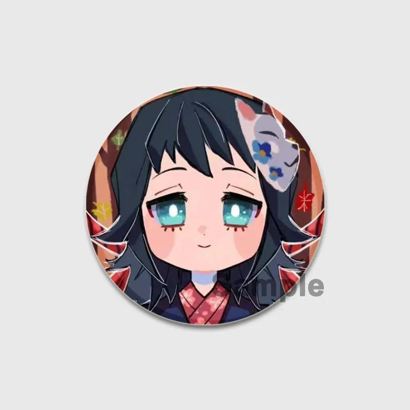 32/44/58mm Round Anime Brooches Kamado Tanjirou Tsuyuri Kanao Hashibira Inosuke Rengoku Kyoujurou Agatsuma Zenitsu Akaza Badge Lapel Pins