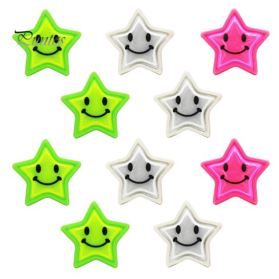 10Pcs Bicycle Spoke Clip Reflective Colorful Smiling Five-pointed Star Decoration Clip Road Mountain Bike Wheel Hub Spoke Decorative Clamp Bike