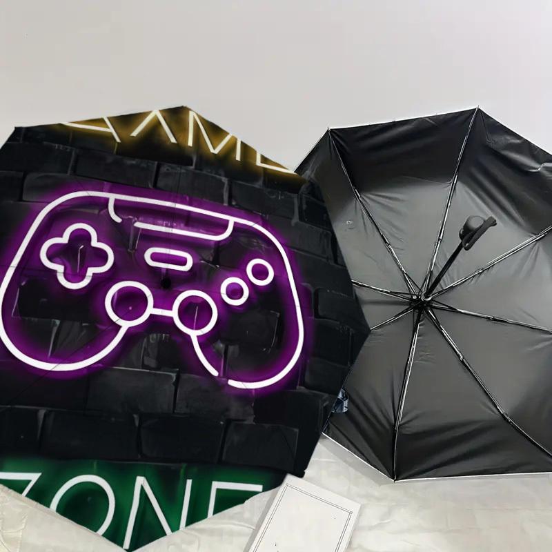 1pc Video Game Neon Sign Umbrella with Plastic Handle,Suitable for All Seasons Home Travel Outdoor UmbrellaDD475