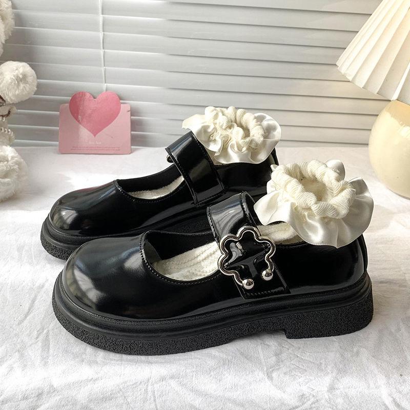 Women's Shoes Round Toe Japanese Style Lolita Female Footwear Off White Gothic Loafers Cute Mary Jane Kawaii With Stylish