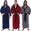 Men's Winter Lengthened Plush Shawl Bathrobe Home Clothes Long Sleeved Robe Coat