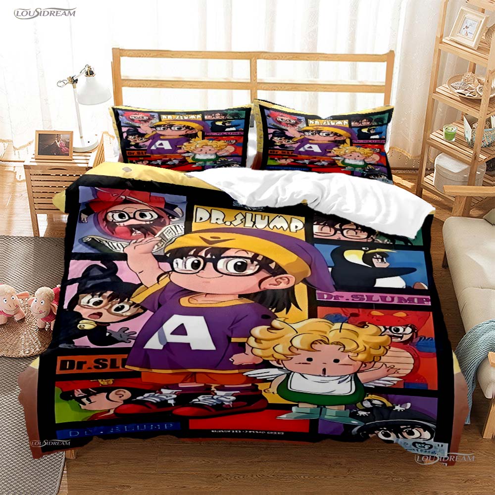 DR Slump Arale Аниме Пара Все Сезоны Пододеяльник Одеяло Комплект Постельного Белья Мягкий Чехол для Одеяла и Наволочки Односпальный/Двуспальный/Евро/Кинг