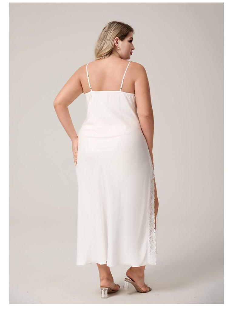 Яотин Европейский Большой Размер Атласное Кружево Шифон Майка Ночная Сорочка SQ7005