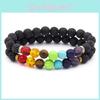 Men Gemstone Strand Bracelet Colorful Beads Energy Bracelet Healing Yoga Gift