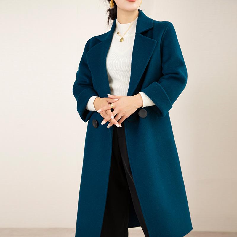 Женское пальто 100% шерсть TIDENOVEL Осеннее шерстяное пальто ручной работы Длинное пальто-бушлат Зимнее теплое кашемировое длинное пальто Пальто