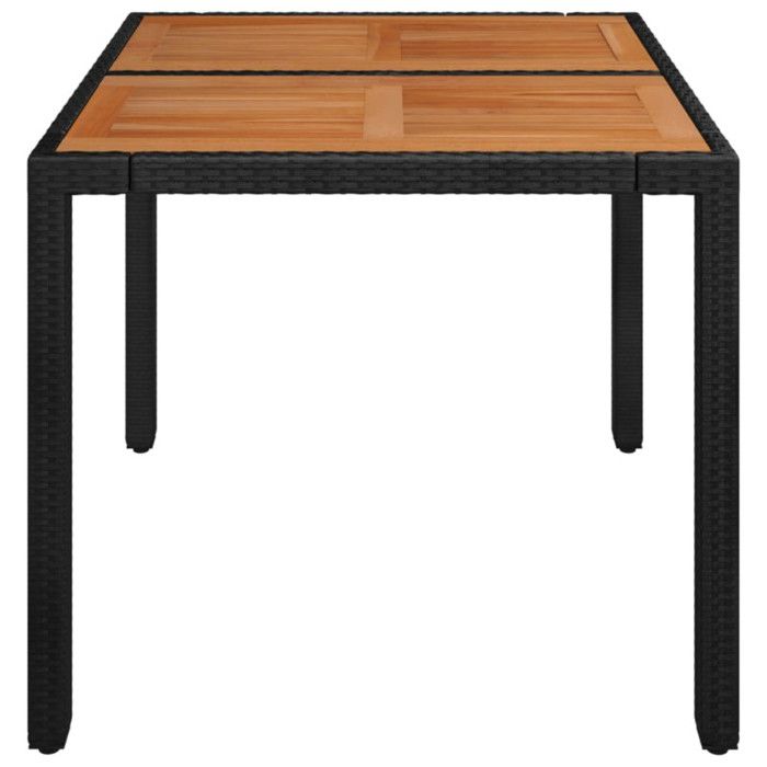 VidaXL Garden Table Wood Top Black 90x90x75 Cm Woven Resin 319897