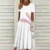 Women's Summer Casual Fashion Easter Printed Short Sleeve Round Neck Pocket Dress