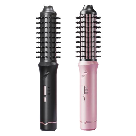 Cordless Hair Curling Iron Brush 3-in-1 Hair Curler Straightening Brush 5000mAh Thermal Hair Brush 3 Temperature Curling Wand for Women