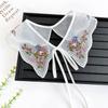 Cute Colorful Embroidery Fake Collar Hollow Detachable Scarf Shawl Organza False Collar For Girls Shirt Skirts Sweater All Match
