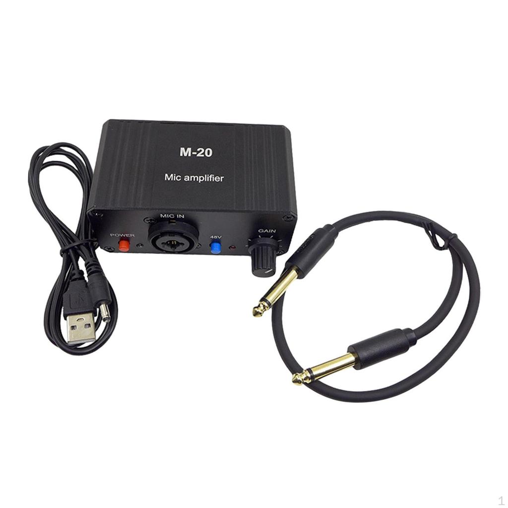 Microphone Preamp Amplifier Stereo System Portable XLR Dynamic 48V M-20 Audio