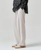 AGOD Single-Pleat Wide Elastic Waist Slacks [Cream]