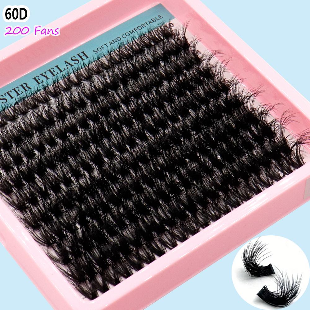 Black Tufted Eyelashes, 10 Rows , CC/D/DD Hot-melt Mink Eyelashes, with Long Eyes.