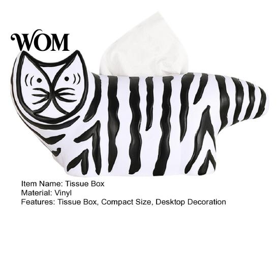 Cute Tissue Dispenser Box, Striped Cat Shape Dispenser, with Ample Interior Compact Box Container Space Vinyl Case, Decorative Durable Paper
