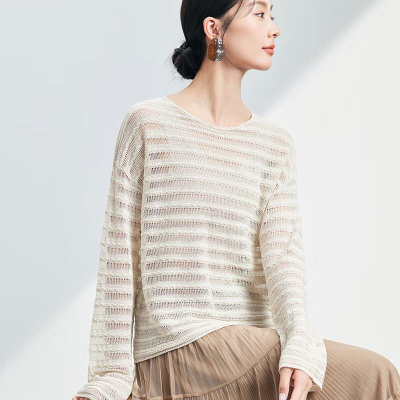 JOY SPEAKER Women's Round Neck Cutout Knit Sweater