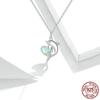 S925 Sterling Silver Dolphin with Heart Plated Platinum CZ Pendant Necklace for Women Family Gifts Fine Jewelry