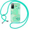 Crossbody Case for Samsung Galaxy S20 FE Shockproof Protection with Turquoise Marble Pattern