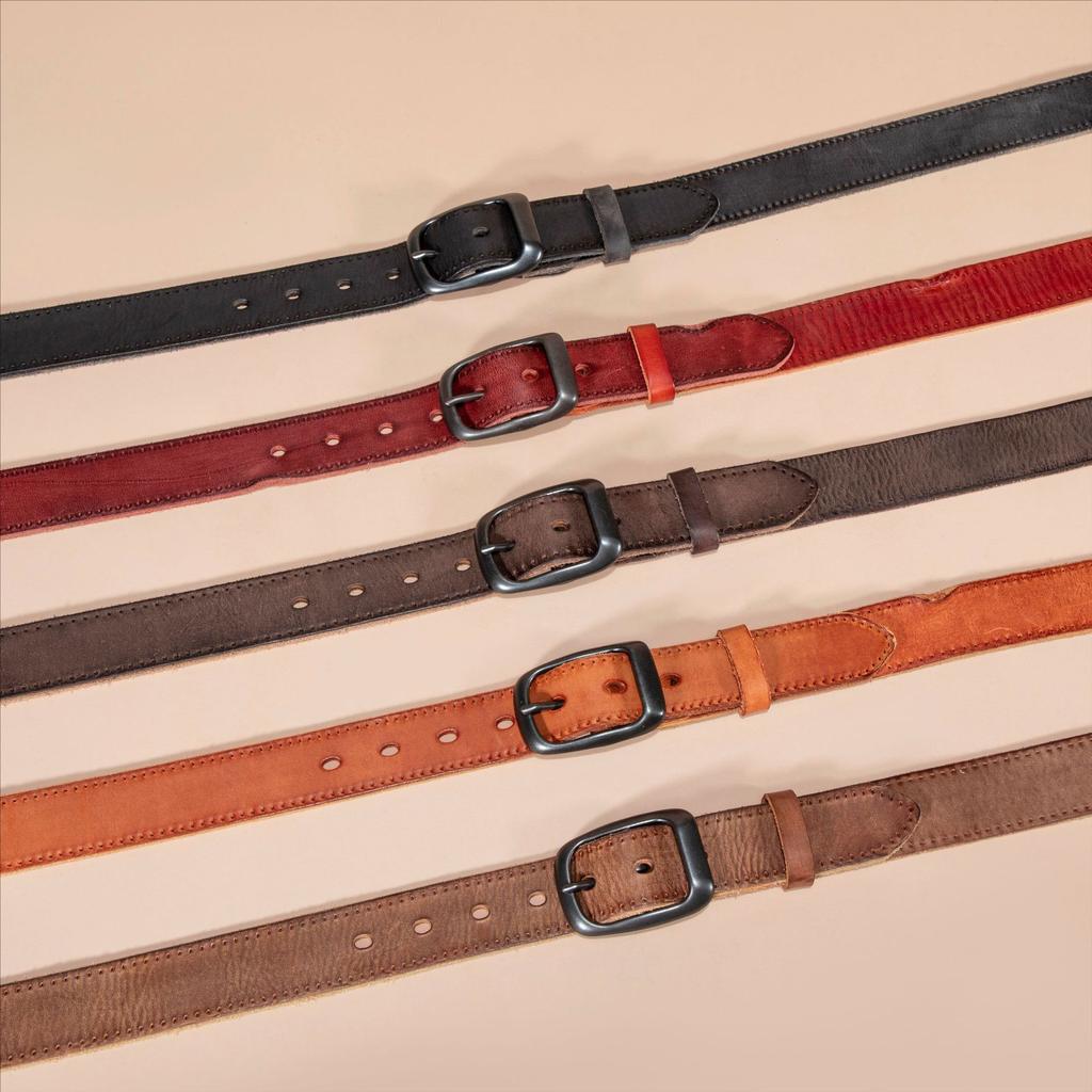 Ремень в стиле ретро, мужской кожаный ремень первого слоя, простой студенческий ремень с японской пряжкой, прямые продажи