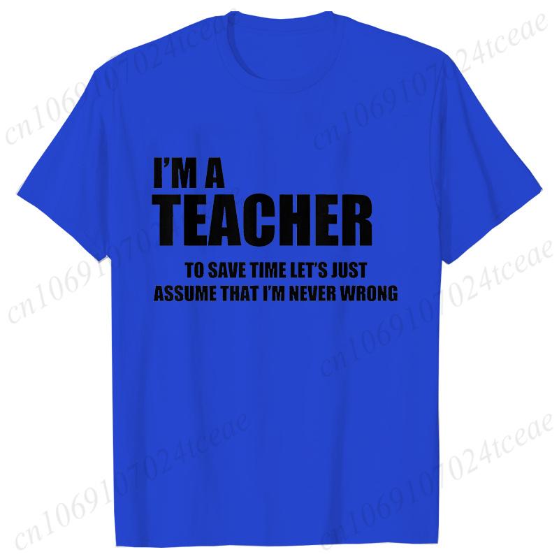 Модная футболка Харадзюку с принтом 'Я учитель, чтобы сэкономить время', женская, повседневная базовая, с круглым вырезом, черная, с коротким рукавом