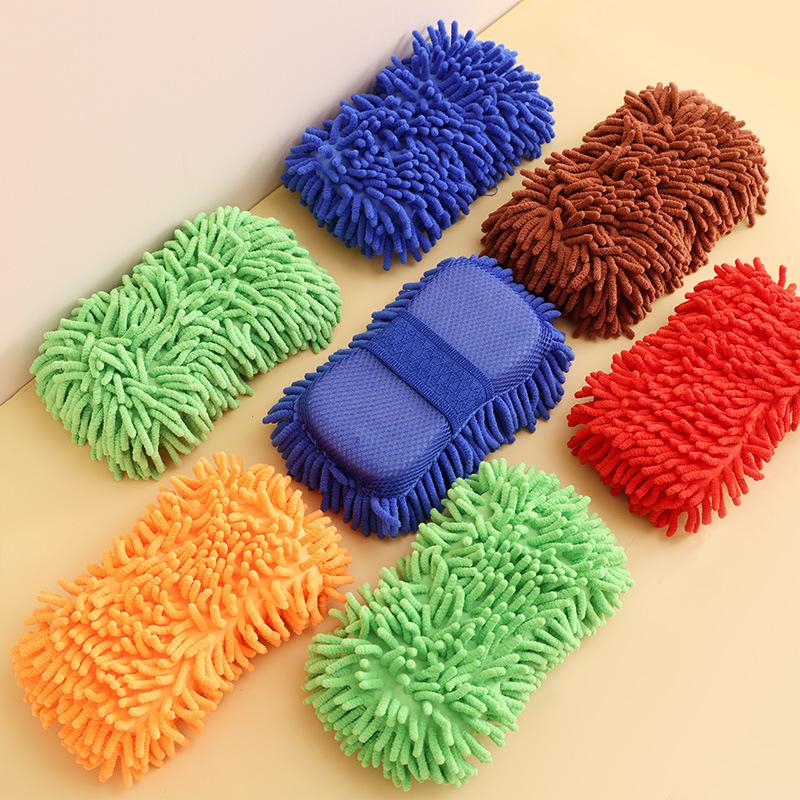 Car Cleaning Glove Microfiber Chenille Car Wash Sponge Care Washing Detailing Brush Pad Multifunction Cleaning Tool