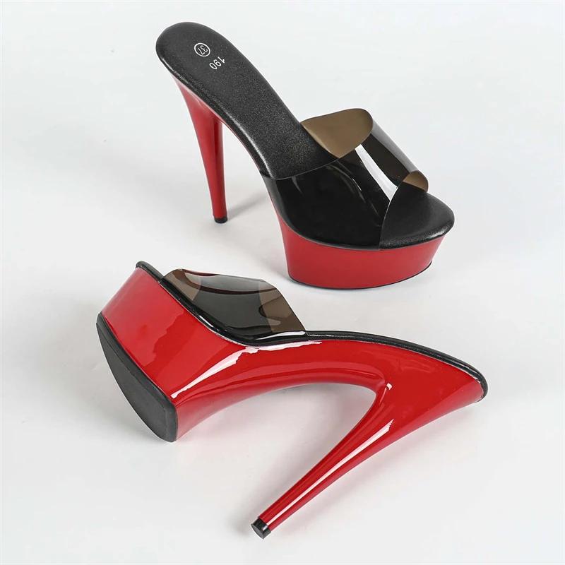 Fashion Eilyken Summer Platform Slippers Women PVC Transparent Super Thin Heels Sexy Wedding Banquet Party Shoes Zapatos De Mujer
