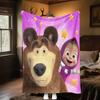 Russian animation Fairy Tale Masha and the Bear Cartoon Blanket Soft Four Seasons Home Bed Blanket Sofa Cover Office Napping Picnic Blanket M3