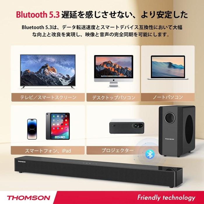 THOMSON Саундбар для телевизора 120 Вт (4x30Вт) с 50-ваттным сабвуфером, 2.1-канальный, 3D домашний кинотеатр, динамик для ПК/ТВ, Bluetooth