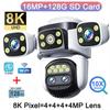10K WiFi Camera 20MP Wireless Outdoor 10X Zoom Four Screen Four Lens 720° PTZ Automatic Tracking Waterproof Security Camera CCTV