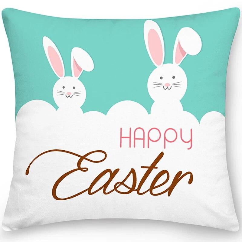 Home Decor Easter Pillowcase Sofa Cushion Cover Bedroom Room Decor Easter Bunny Egg Print Throw Pillow Case
