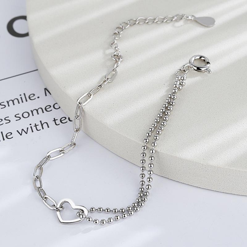 Милая и классная цепочка для подруги, милая и маленькая, свежая любовь, литературный и персонализированный двухслойный полый браслет в форме сердца для женщин