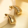 Simple and Versatile Women's 18K Real Gold Stainless Steel Earrings Light Luxury Trend Premium Sense Earrings