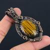 Tiger Eye Gemstone Pure Copper Wire Wrapped Handmade Pendant Jewelry