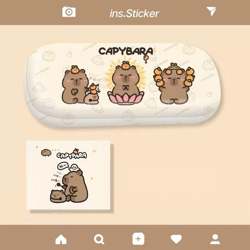 Cute Capybara Glasses Box Pressure-Proof Eyeglasses Case Cartoon Women Myopia Glasses Sunglasses Eyewear Storage Box Gift